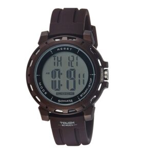Sonata-77037PP05-Mens-Ocean-Series-Grey-Dial-Brown-Plastic-Strap-Watch-Digital-Display