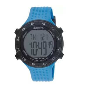 Sonata-77040PP03-Mens-Grey-Dial-Blue-Plastic-Strap-Watch-Digital-Display
