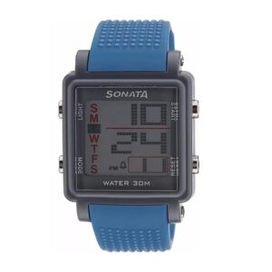 Sonata-77043PP04-Mens-Grey-Dial-Blue-Plastic-Strap-Watch-Digital-Display