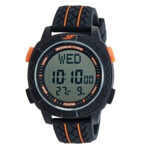 Sonata-77058PP04-Mens-Grey-Dial-Black-Orange-Plastic-Strap-Watch-Digital-Display