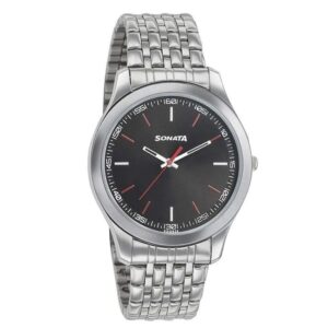 Sonata-77063SM04-Mens-NXT-Black-Dial-Silver-Stainless-Steel-Strap-Watch