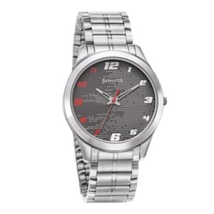 Sonata-77063SM07-Mens-RPM-Dark-Grey-Dial-Silver-Metal-Strap-Watch
