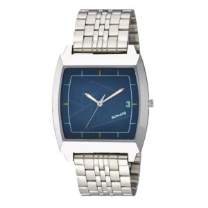 Sonata-77064SM02-Mens-Blue-Dial-Silver-Stainless-Steel-Strap-Watch