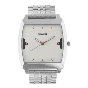 Sonata-77064SM03-Mens-White-Dial-Silver-Stainless-Steel-Strap-Watch