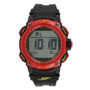Sonata-77073PP01-Mens-Grey-Dial-Black-Plastic-Strap-Watch-Red-Case-Digital-Display
