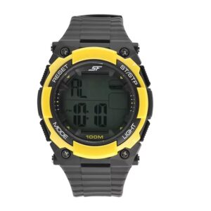 Sonata-77081PP04-Mens-Grey-Dial-Black-Plastic-Strap-Watch-Yellow-Case