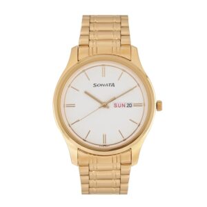 Sonata-77082YM02-Mens-Essentials-Champagne-Dial-Gold-Stainless-Steel-Strap-Watch