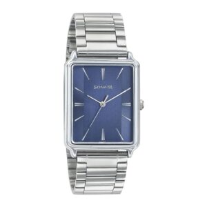 Sonata-77084SM03-Mens-Blue-Dial-Silver-Stainless-Steel-Strap-Watch