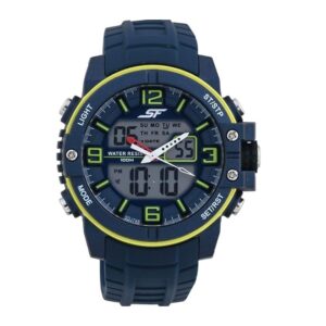 Sonata-77099PP03-Mens-Pulse-From-SF-Black-Dial-Blue-Rubber-Strap-Watch-Analog-Digital-Display