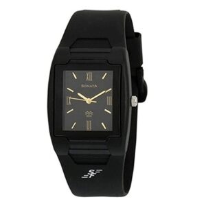 Sonata-7920PP13-Mens-Black-Dial-Black-Fabric-Strap-Watch