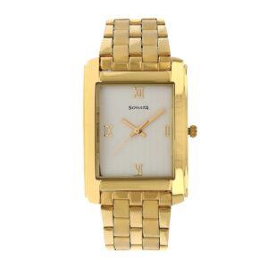 Sonata-7953YM01P-Mens-White-Dial-Golden-Stainless-Steel-Strap-Watch