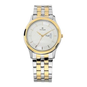 Sonata-7954BM01P-Men'-White-Dial-Silver-Gold-Stainless-Steel-Watch