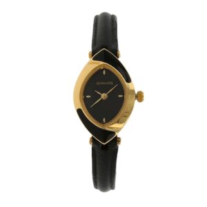 Sonata-8069YL01-WoMens-Black-Dial-Black-Leather-Strap-Watch