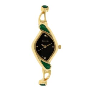 Sonata-8073YM02-WoMens-Black-Dial-Golden-Metal-Strap-Watch
