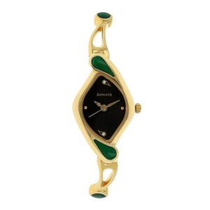 Sonata-8073YM02-WoMens-Black-Dial-Golden-Metal-Strap-Watch