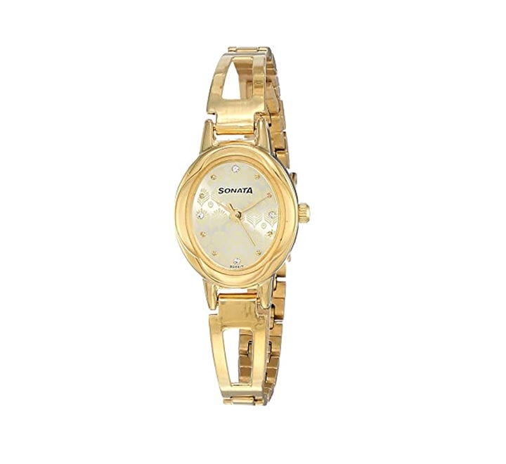 Sonata 8085YM05 Womens Pankh Champagne Dial Gold Stainless Steel Strap Watch Buy Online in Bahrain Dukakeen