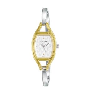 Sonata-8114BM02-WoMens-Pankh-White-Dial-Silver-Metal-Strap-Watch-Gold-Case
