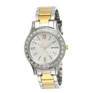 Sonata-8123BM01-WoMens-Stardust-Silver-Dial-Silver-Gold-Stainless-Steel-Strap-Watch