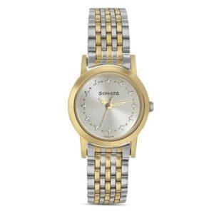Sonata-8137BM01-WoMens-Silver-Dial-Silver-Gold-Stainless-Steel-Strap-Watch