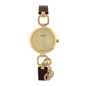 Sonata-8147YL01-WoMens-Charmed-Champagne-Dial-Brown-Leather-Strap-Watch
