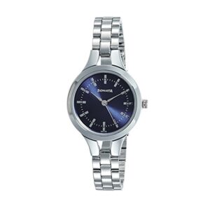 Sonata-8151SM04-WoMens-Steel-Daisies-Blue-Dial-Silver-Stainless-Steel-Strap-Watch