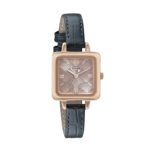 Sonata-8152WL02-WoMens-Rose-Gold-Dial-Green-Leather-Strap-Watch