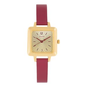 Sonata-8152YL02-WoMens-Splash-Champagne-Dial-Red-Leather-Strap-Watch