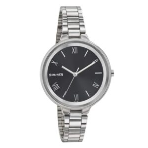Sonata-8159SM03-WoMens-Black-Dial-Silver-Stainless-Steel-Strap-Watch