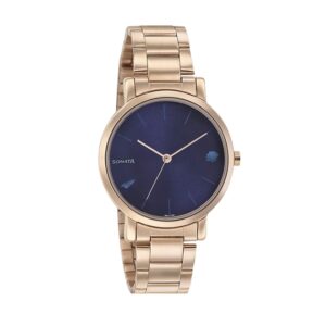 Sonata-8164WM01-WoMens-Blue-Dial-Rose-Gold-Stainless-Steel-Strap-Watch