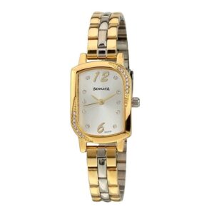 Sonata-87001BM01-WoMens-Silver-Dial-Silver-Gold-Stainless-Steel-Strap-Watch