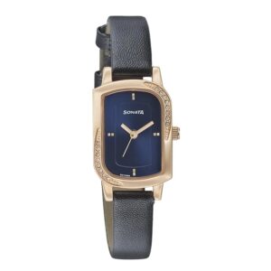 Sonata-87001WL01-WoMens-Blush-Blue-Dial-Blue-Leather-Strap-Watch