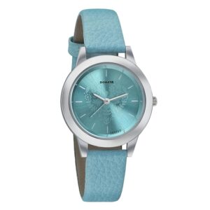 Sonata-87019SL09-WoMens-Blue-Dial-Blue-Leather-Strap-Watch