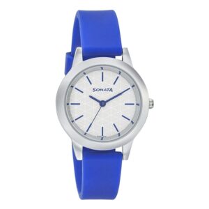 Sonata-87019SP04-WoMens-Splash-White-Dial-Blue-Plastic-Strap-Watch