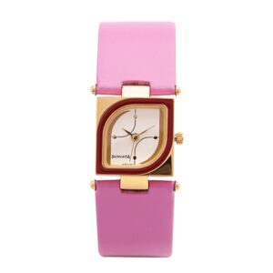 Sonata-8919YL01-WoMens-Silver-Dial-Pink-Leather-Strap-Watch