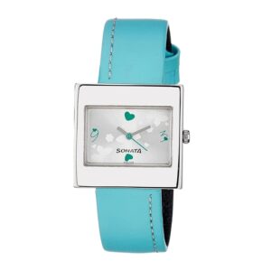 Sonata-8965SL01-WoMens-Silver-Dial-Blue-Leather-Strap-Watch