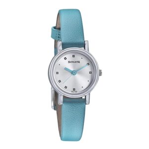 Sonata-8976SL12-WoMens-Silver-Dial-Blue-Leather-Strap-Watch