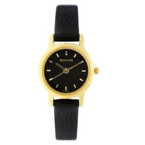 Sonata-8976YL03-Women-Black-Dial-Black-Leather-Strap-Watch