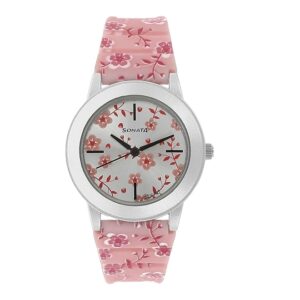 Sonata-8992PP05-WoMens-Analog-Silver-Dial-Pink-Plastic-Strap-Watch