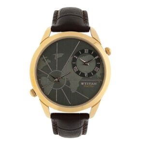 Titan-1707WL01-Men-s-WatchGrey-Dial-Brown-Leather-Strap-Watch