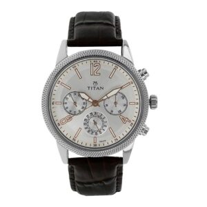 Titan-1734SL01-Men-s-WatchWhite-Dial-Brown-Leather-Strap-Watch