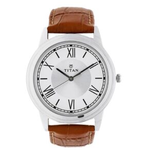 Titan-1735SL01-Men-s-WatchSilver-Dial-Brown-Leather-Strap-Watch
