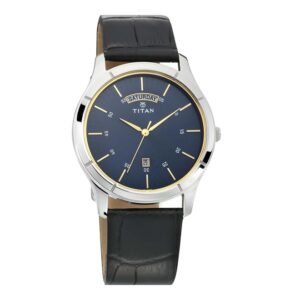 Titan-1767SL03-Men-s-WatchBlue-Dial-Black-Leather-Strap-Watch