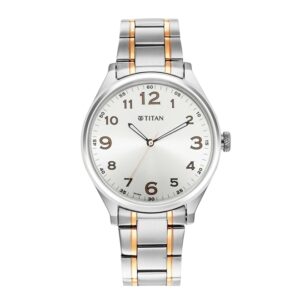 Titan-1802KM01-Men-s-WatchSilver-Dial-Silver-Gold-Stainless-Steel-Strap-Watch
