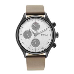 Titan-1803NL02-Mens-Chronograph-Collection-Analog-Watch-Silver-Dial-Grey-Leather-Band