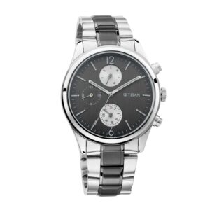 Titan-1805KM02-Men-s-WatchBlack-Dial-Silver-Black-Stainless-Steel-Strap-Watch