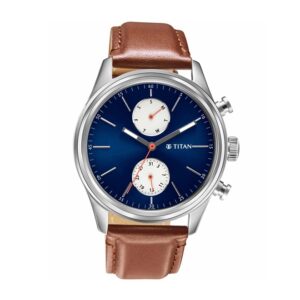 Titan-1805SL06-Men-s-WatchBlue-Dial-Brown-Leather-Strap-Watch