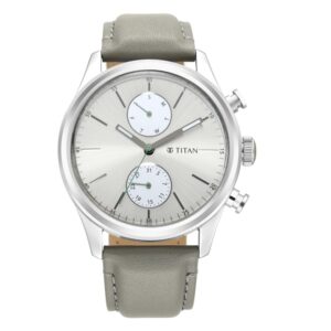 Titan-1805SL07-Men-s-WatchSilver-Dial-Grey-Leather-Strap-Watch