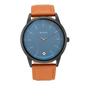 Titan-1806NL03-Men-s-WatchBlue-Dial-Brown-Leather-Strap-Watch