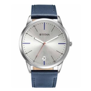Titan-1806SL09-Men-s-WatchSilver-Dial-Blue-Leather-Strap-Watch