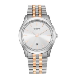 Titan-1823KM02-Men-s-WatchSilver-Dial-Silver-Gold-Stainless-Steel-Strap-Watch